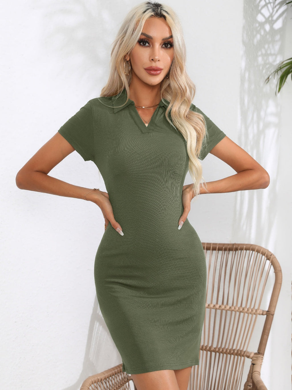 Johnny Collar Short Sleeve Mini Dress