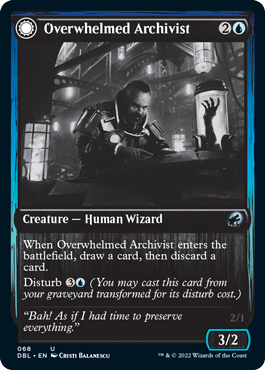 Overwhelmed Archivist // Archive Haunt (DBL-068) - Innistrad: Double Feature: (Double Faced Transform)