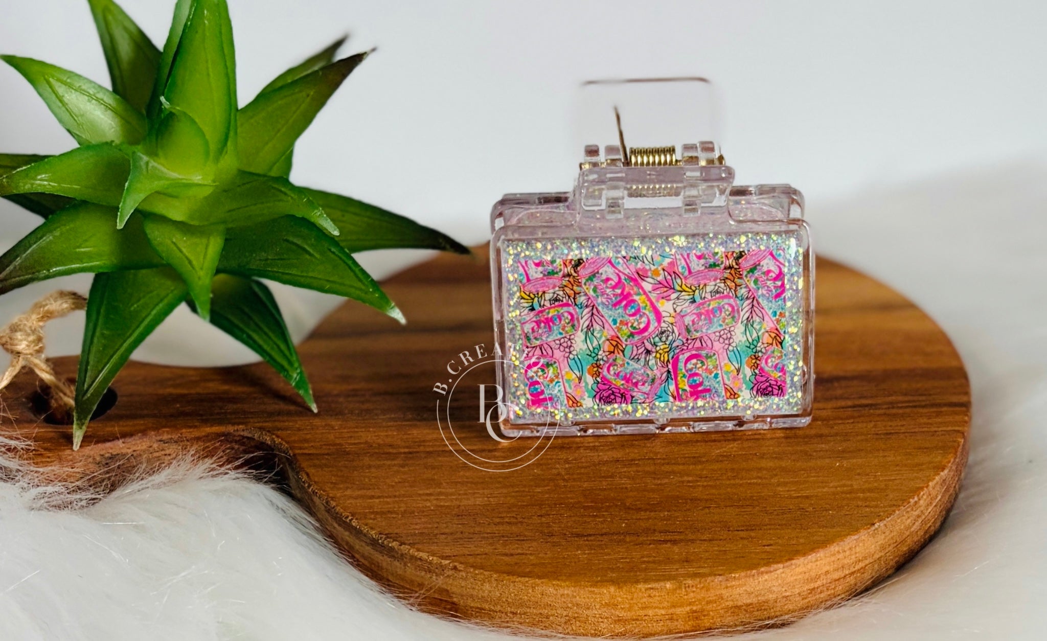 Floral Diet C O K E, 2 in Claw Clip
