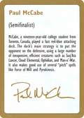 Paul McCabe Bio (WCD-PM0A) - World Championship Decks 1997