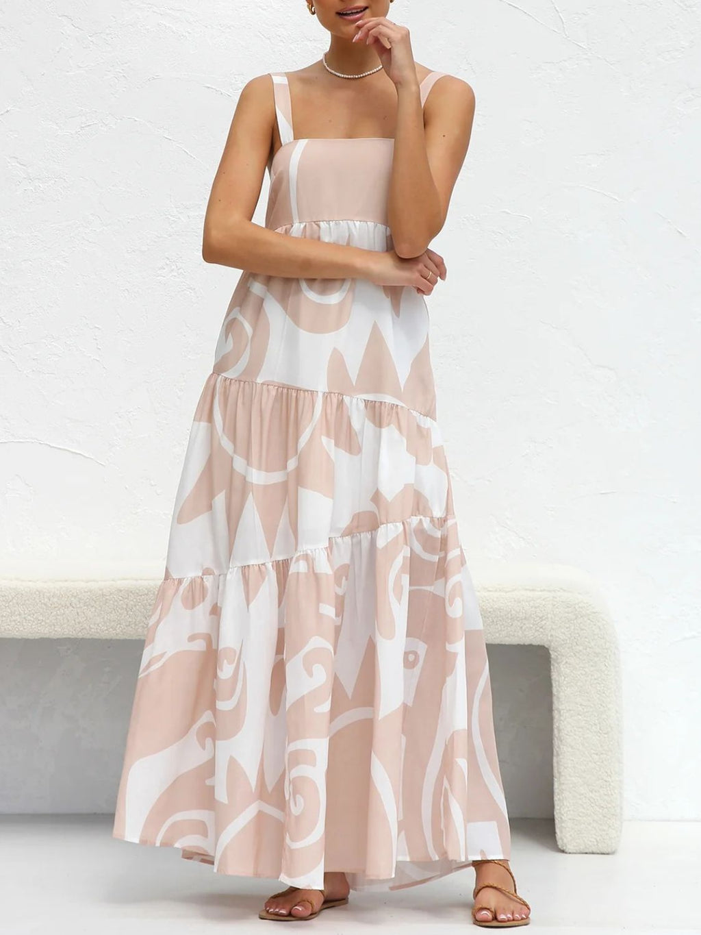 Square Neck Wide Strap Maxi Dress
