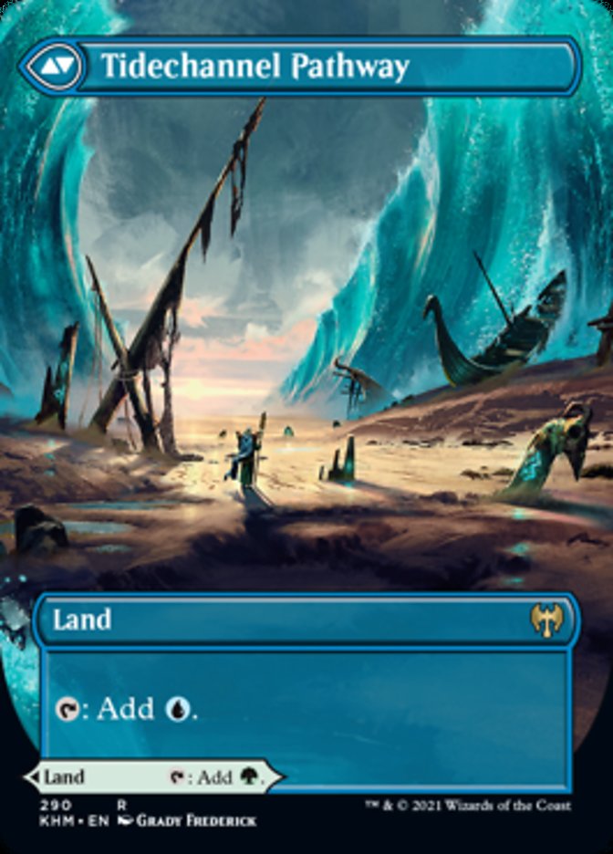 Barkchannel Pathway // Tidechannel Pathway (KHM-290) - Kaldheim: (Showcase) (Borderless) Foil