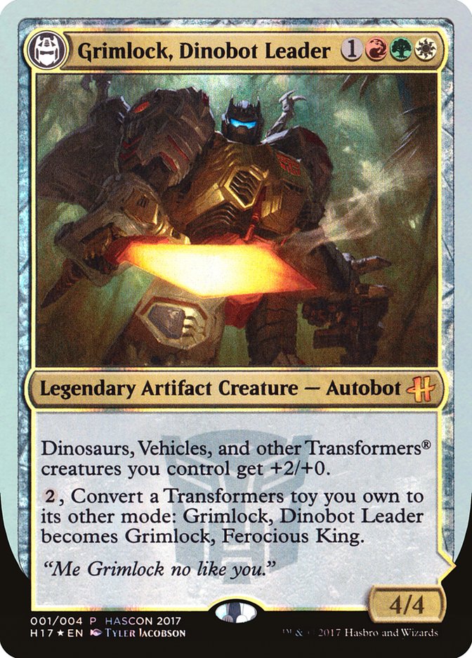 Grimlock, Dinobot Leader // Grimlock, Ferocious King (MEDIA-001) - HasCon 2017 Foil
