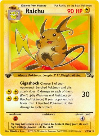 Raichu 029/62 - Fossil 1st Edition
