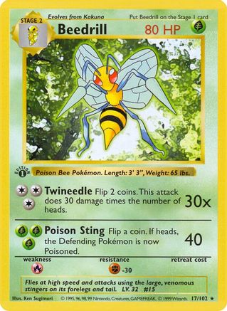 Beedrill 017/102 - Base Set Shadowless 1st Edition