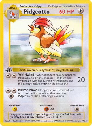 Pidgeotto 022/102 - Base Set Shadowless Unlimited