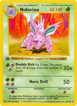 Nidorino 037/102 - Base Set Shadowless Unlimited