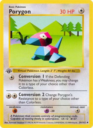 Porygon 039/102 - Base Set Shadowless 1st Edition