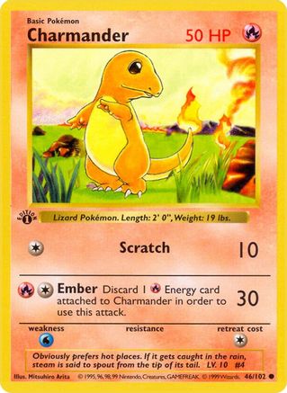 Charmander 046/102 - Base Set Shadowless Unlimited