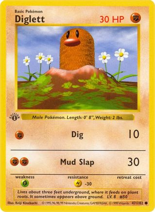 Diglett 047/102 - Base Set Shadowless 1st Edition