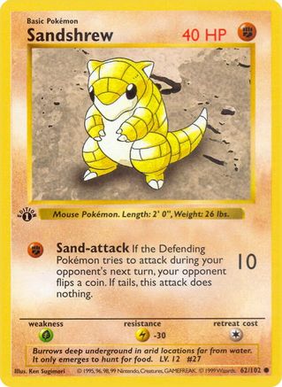 Sandshrew 062/102 - Base Set Shadowless Unlimited