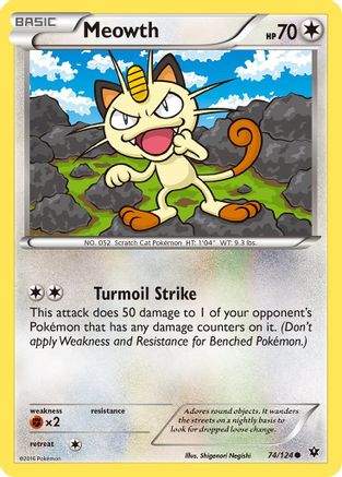 Meowth 074/124 - XY  Fates Collide Reverse Holofoil