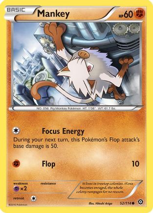Mankey 052/114 - XY  Steam Siege Reverse Holofoil