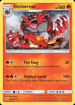 Incineroar 026/149 - SM Base Set Reverse Holofoil