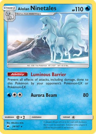Alolan Ninetales 028/147 - SM  Burning Shadows Reverse Holofoil