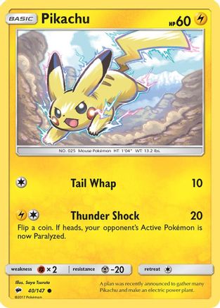 Pikachu 040/147 - SM  Burning Shadows