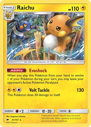 Raichu 041/147 - SM  Burning Shadows Holofoil