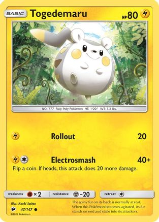 Togedemaru 047/147 - SM  Burning Shadows Reverse Holofoil