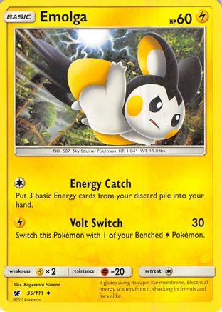 Emolga 035/111 - SM  Crimson Invasion Reverse Holofoil
