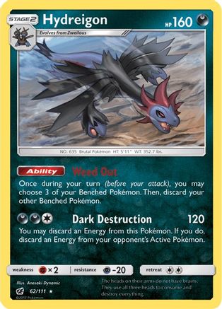Hydreigon 062/111 - SM  Crimson Invasion Reverse Holofoil