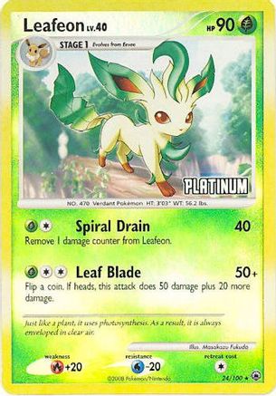 Leafeon [Platinum] 024/100 - Burger King Promos Reverse Holofoil