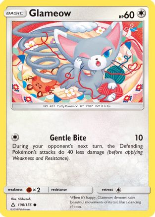 Glameow 108/156 - SM  Ultra Prism Reverse Holofoil