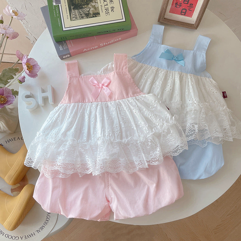 Lace skirt shorts two-piece set