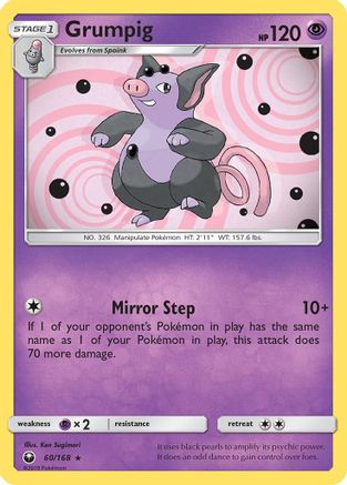 Grumpig 060/168 - SM  Celestial Storm Reverse Holofoil