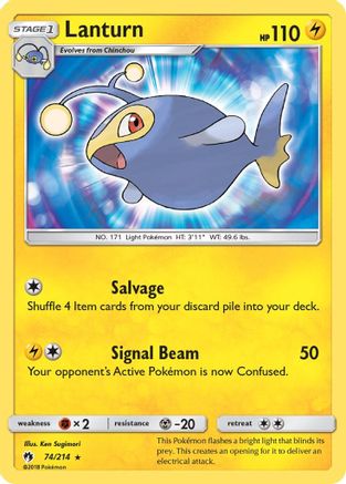 Lanturn 074/214 - SM  Lost Thunder Reverse Holofoil