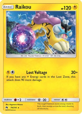Raikou 079/214 - SM  Lost Thunder Reverse Holofoil