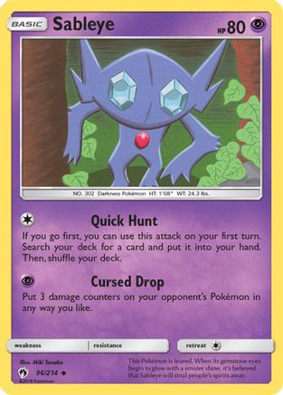 Sableye 096/214 - SM  Lost Thunder Reverse Holofoil
