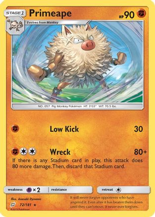 Primeape 072/181 - SM  Team Up Reverse Holofoil