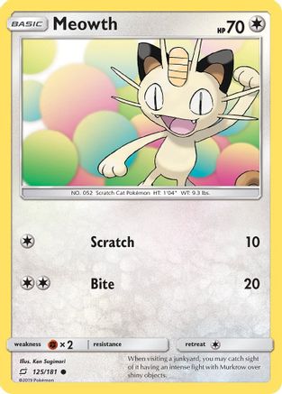 Meowth 125/181 - SM  Team Up Reverse Holofoil