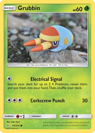 Grubbin 018/214 - SM  Unbroken Bonds Reverse Holofoil