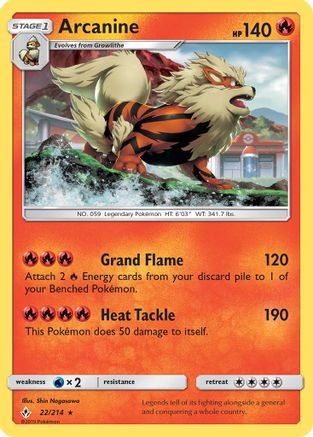 Arcanine 022/214 - SM  Unbroken Bonds Reverse Holofoil
