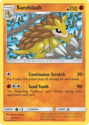 Sandslash 084/214 - SM  Unbroken Bonds Reverse Holofoil