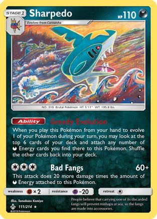 Sharpedo 111/214 - SM  Unbroken Bonds