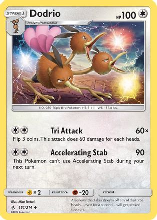 Dodrio 151/214 - SM  Unbroken Bonds Reverse Holofoil
