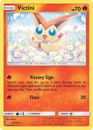 Victini 026/236 - SM  Unified Minds Reverse Holofoil