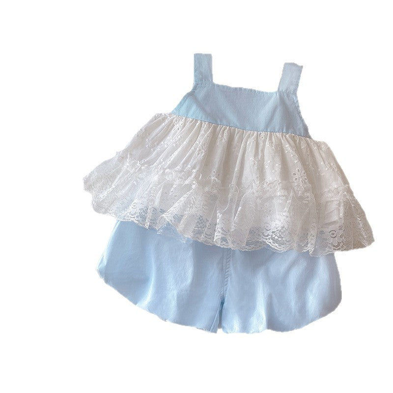Lace skirt shorts two-piece set