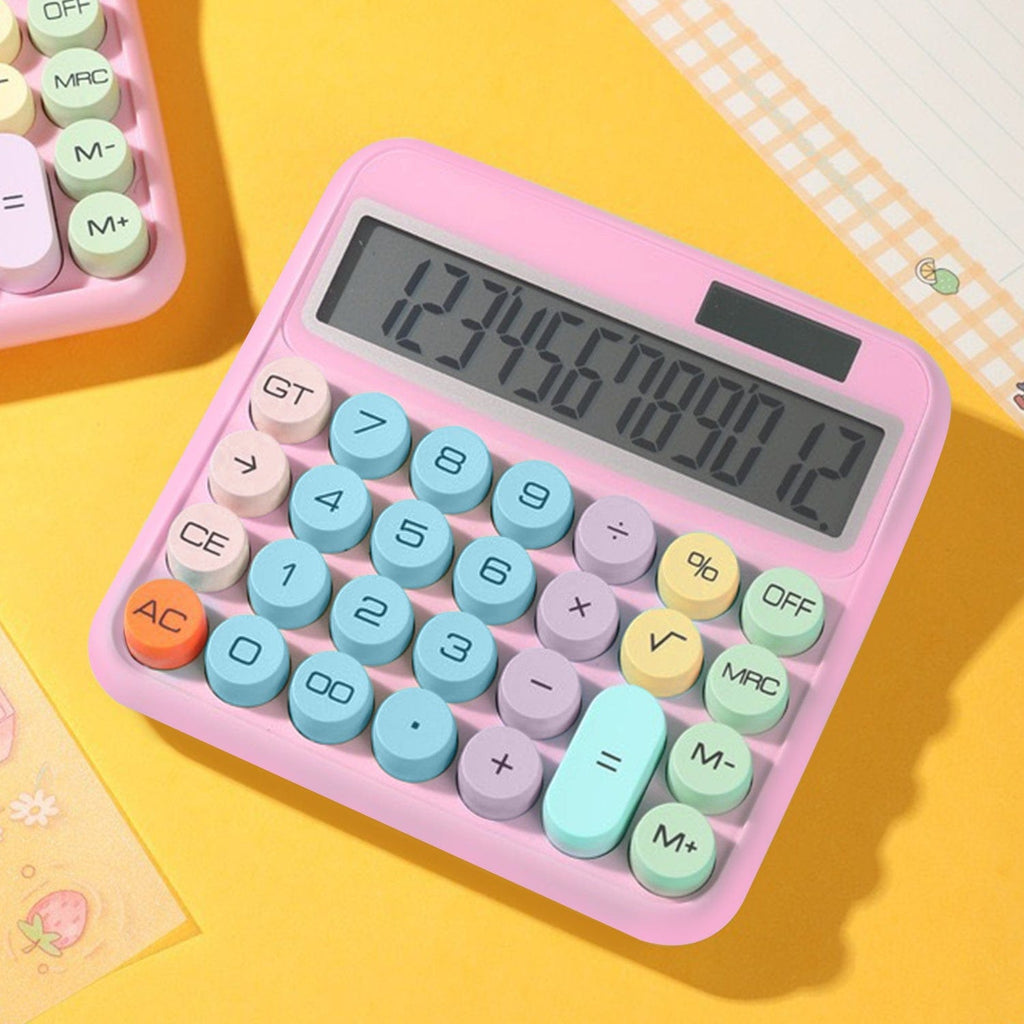 Desktop Calculator - Solar & Battery Powered, 12-Digit, Large Keys