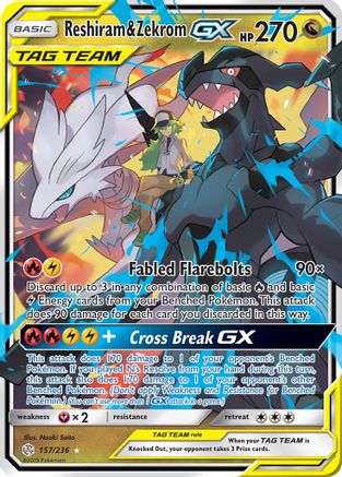 Reshiram & Zekrom GX 157/236 - SM  Cosmic Eclipse Holofoil