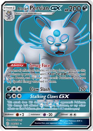 Alolan Persian GX (Full Art) 219/236 - SM  Cosmic Eclipse Holofoil