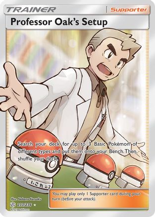 Professor Oak's Setup (Full Art) 233/236 - SM  Cosmic Eclipse Holofoil
