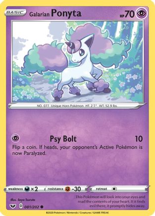 Galarian Ponyta 081/202 - SWSH01 Sword & Shield Base Set