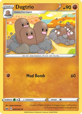 Dugtrio 093/202 - SWSH01 Sword & Shield Base Set Reverse Holofoil