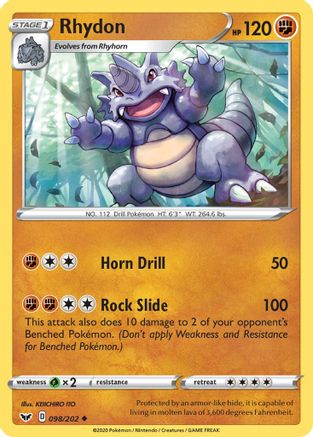 Rhydon 098/202 - SWSH01 Sword & Shield Base Set