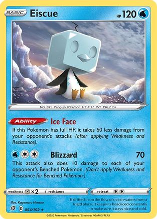Eiscue 054/192 - SWSH02 Rebel Clash Reverse Holofoil