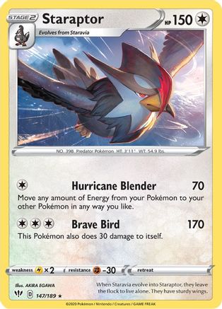 Staraptor 147/189 - SWSH03 Darkness Ablaze Reverse Holofoil