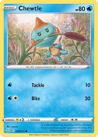 Chewtle 026/072 - Shining Fates Reverse Holofoil